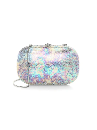 Jeffrey Levinson Elina Plus Iridescent Gloss Clutch In Silver