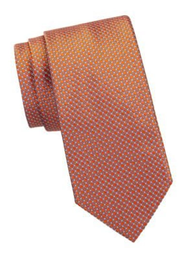 Brioni Men's Circle-print Silk Tie In Orange Green