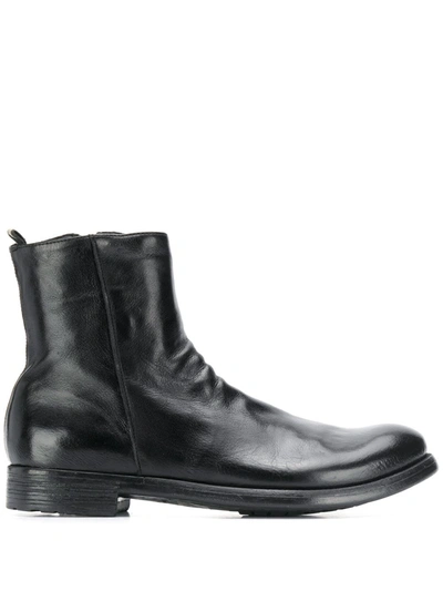 Officine Creative Polished Leather Ankle Boots In Black