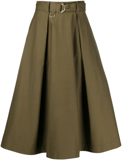 Msgm A-line Pleated Skirt In Green