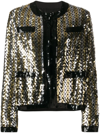Msgm Sequinned Long-sleeved Jacket In Black