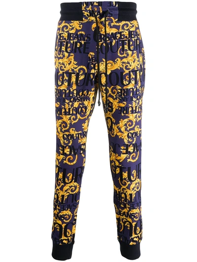 Versace Jeans Couture Baroque Print Sweatpants In Blue