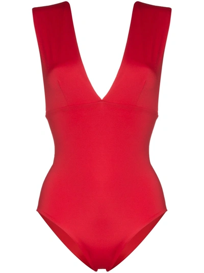 Odyssee Franklin Plunge-neck Swimsuit In Red
