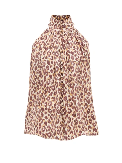 Zimmermann Super Eight Leopard-print Silk Blouse In Animal Print