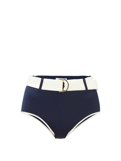 Odyssee Azur Belted High-rise Bikini Briefs In Navy