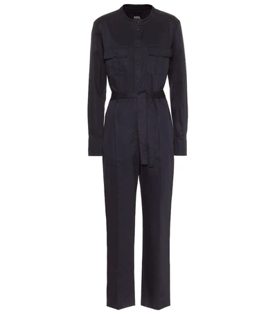 Apc Eléonore Cotton-sateen Jumpsuit In Blue