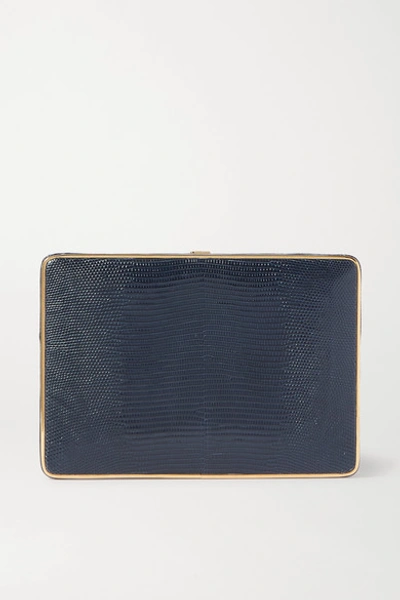 Hunting Season The Square Compact Lizard Clutch In Navy