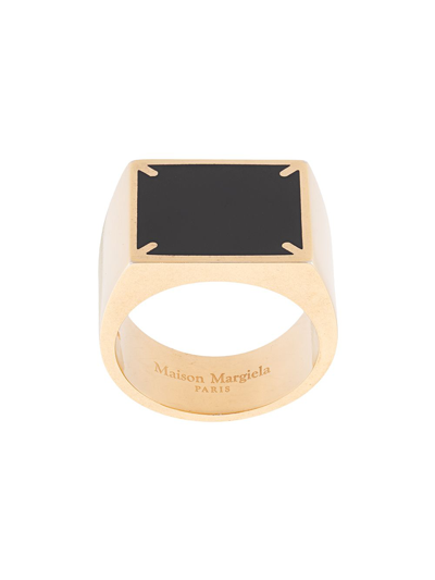 Maison Margiela Four-stitches Enamel And Sterling Silver Ring In