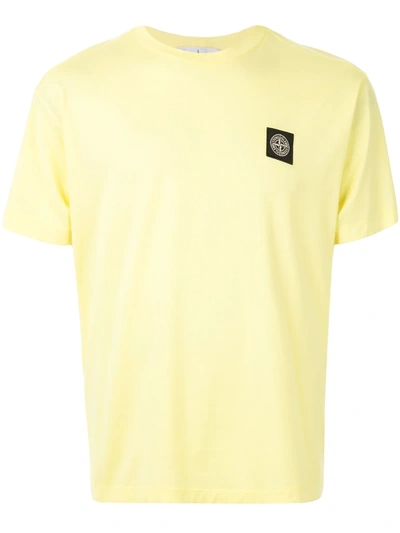 Stone Island Logo-patch Garment-dyed Cotton T-shirt In Limone
