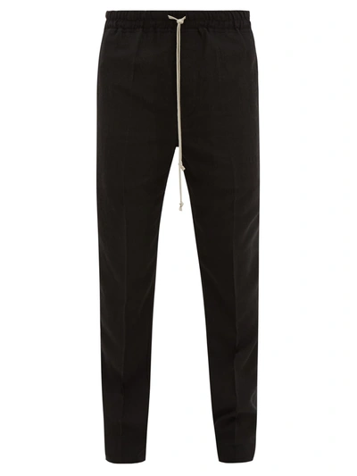 Rick Owens Astaires Drawstring Wool-blend Trousers In Black
