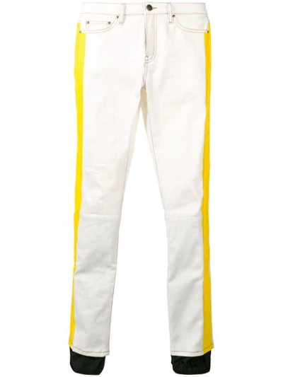 Palm Angels Zipped Cuff Jeans In White