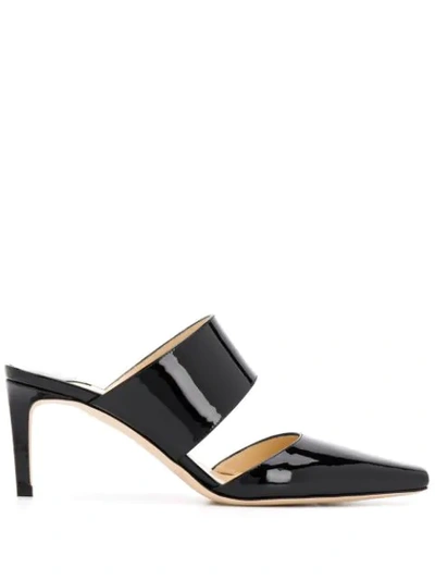 Jimmy Choo Hawke 65 Patent Leather Mules In Black