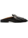 Robert Clergerie Youla Embellished Glossed-leather Slippers In Black