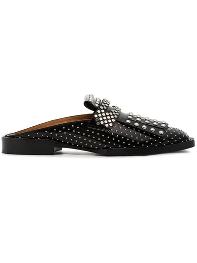 Robert Clergerie Youla Embellished Glossed-leather Slippers In Black