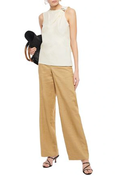 Vanessa Bruno Leonia Draped Ring-embellished Woven Top In Cream
