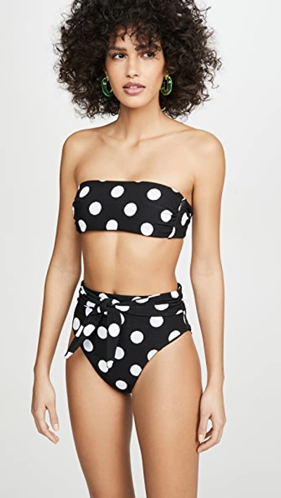 Mara Hoffman + Net Sustain Abigail Polka-dot Bandeau Bikini Top In Black/white Polka Dot