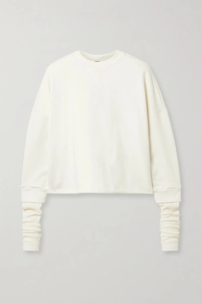 The Range Contra Layered Cotton-blend Waffle-knit And Terry Sweatshirt In Cream