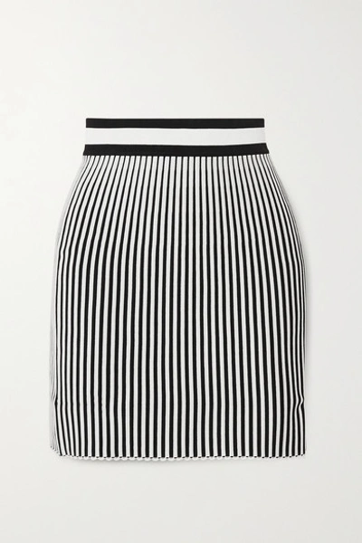 Off-white Striped Ribbed-knit Mini Skirt In Black