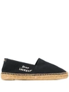 Saint Laurent Embroidered Logo Espadrilles In Black