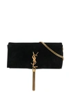 Saint Laurent Women's Kate 99 Raffia Tassel-embellished Shoulder Bag In Black,gold Tone