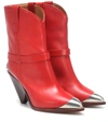 Isabel Marant Lamsy Leather Boots In Red