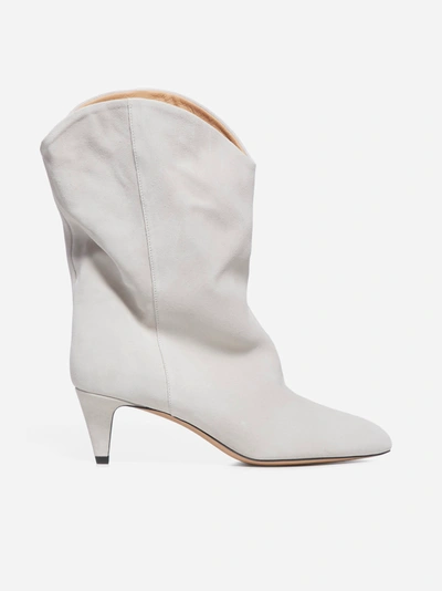 Isabel Marant Dernee Low Heels Ankle Boots In Grey Suede