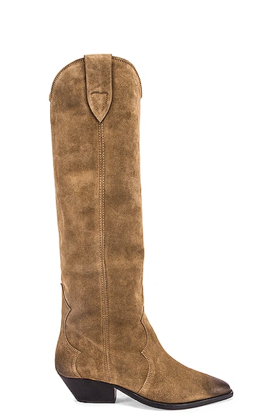 Isabel Marant Denvee Texan Boots In Beige Suede In Brown