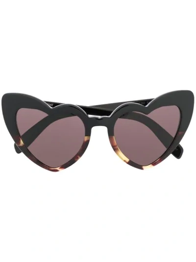 Saint Laurent Heart Frame Sunglasses In Black