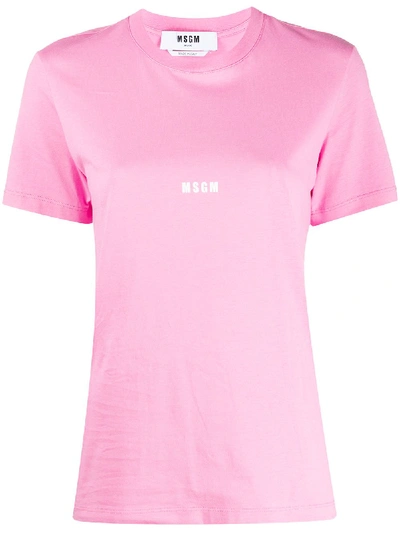 Msgm Logo T-shirt In Pink