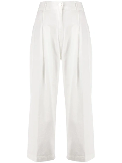 Pinko High-waist Cropped Trousers In White