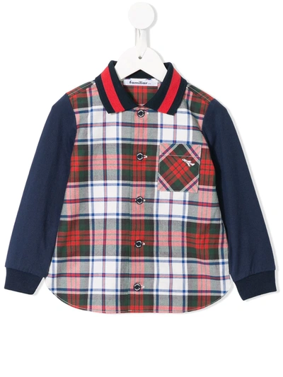 Familiar Kids' Contrast Sleeve Checked Shirt In Red