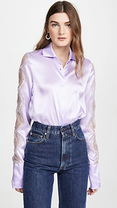 Anais Jourden Lilac Silk Satin Shirt