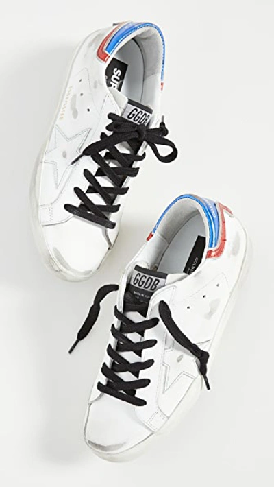 Golden Goose Superstar Sneakers In White/blue/red
