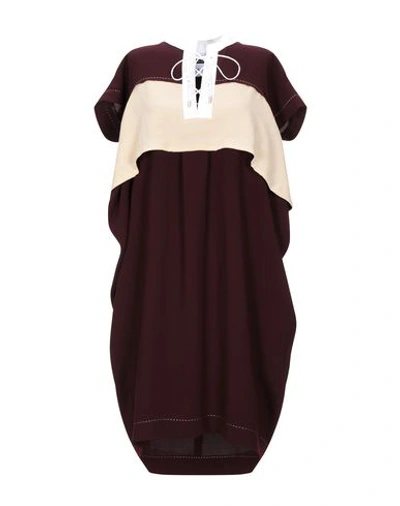 Carven Color-block Lace-up Crepe Dress In Maroon