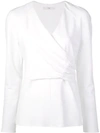 Tibi Wrap-effect Ruched Stretch-crepe Top In White