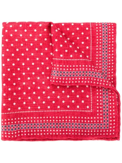 Brunello Cucinelli Polka Dot Silk Pocket Square In Red