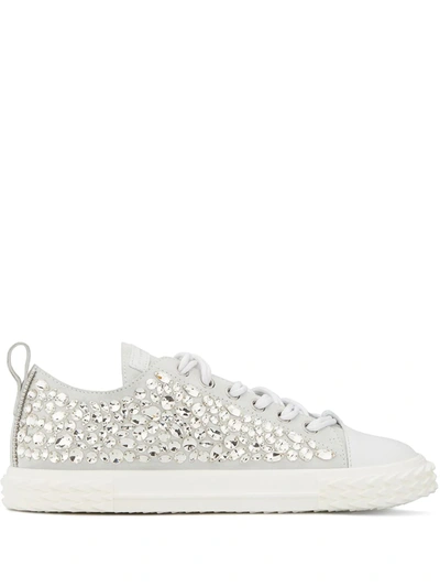 Giuseppe Zanotti Low Top Embellished Sneakers In White