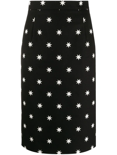 N°21 Star Print Pencil Skirt In Black