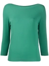 Nuur Long Sleeve Relaxed Knit Top In Green