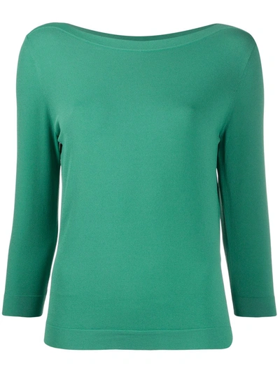 Nuur Long Sleeve Relaxed Knit Top In Green