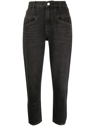 Current Elliott High-waisted Cropped Jeans In Black