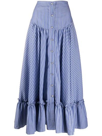Etro Striped Button-up Skirt In Blue
