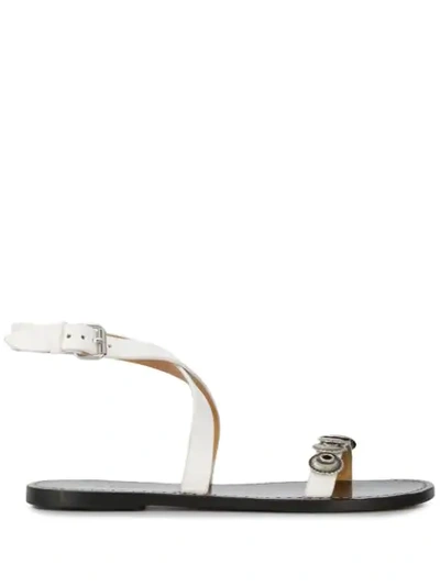 Isabel Marant Women's Eldory Flat Embellished Leather Sandals In White