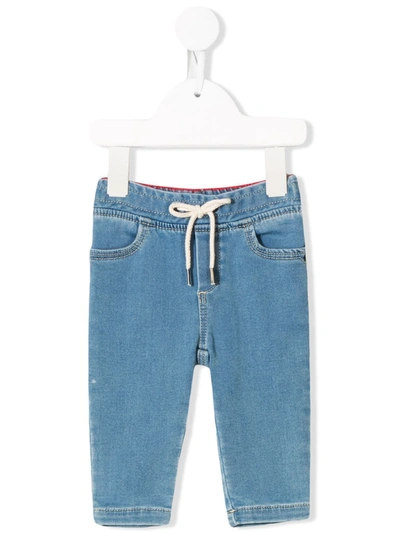 Little Marc Jacobs Babies' Drawstring Straight-leg Jeans In Blue