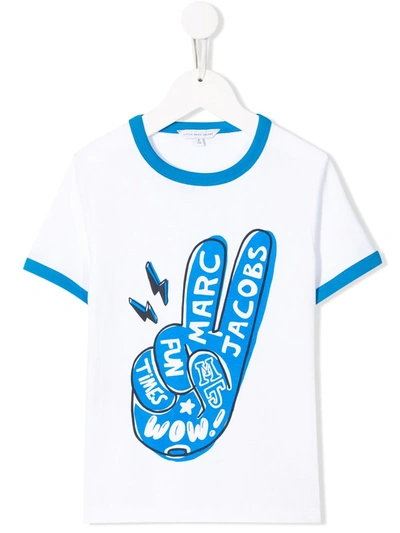 Little Marc Jacobs Kids' Logo Print T-shirt In White