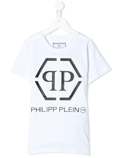 Philipp Plein Junior Kids' Logo Stamp T-shirt In White