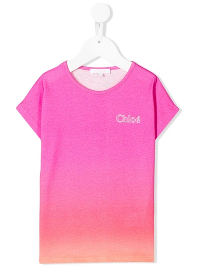 Chloé Teen Gradient Effect T-shirt In Pink