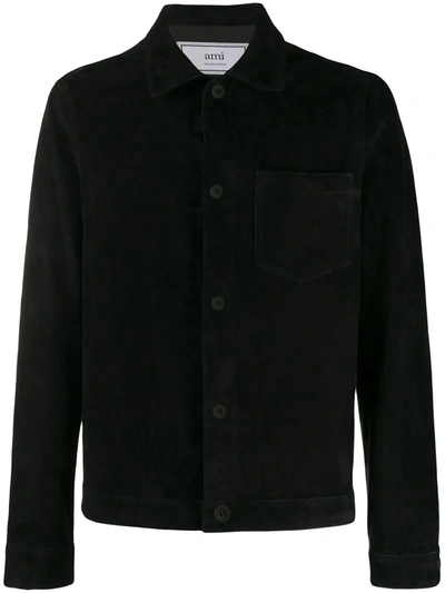 Ami Alexandre Mattiussi Suede Overshirt In Black