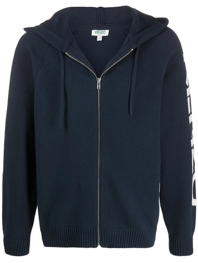 Kenzo Blue Cotton Blend Knitted Hoodie