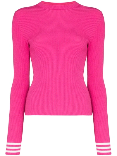 Off-white Gerippter Strickpullover In Pink